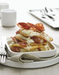 Omelette stack with ham and mozzarella...
